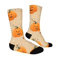 thumbnail image 4 of Voska Pumpkin Bat Patterns Stretch Mid-Calf Socks - Designed specifically for running, stylish and breathable for training. Khaki One Size, 4 of 6