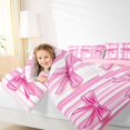 thumbnail image 5 of Homewish Ribbon Bow Tie Bedding Comforter Set,Girls Kawaii Bowknot Twin Comforter Sets,Hotpink White Bedding Set For Kids,Breathable Home Decor Reversible,2pcs, 5 of 9
