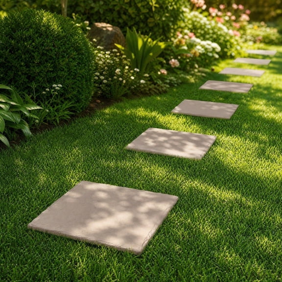 Round Plastic Stepping Stones - Imitation Stone Walkway Paver for Garden Grass Yard Pathway, 15.39" Diameter, Lightweight Decorative Pathway Maker