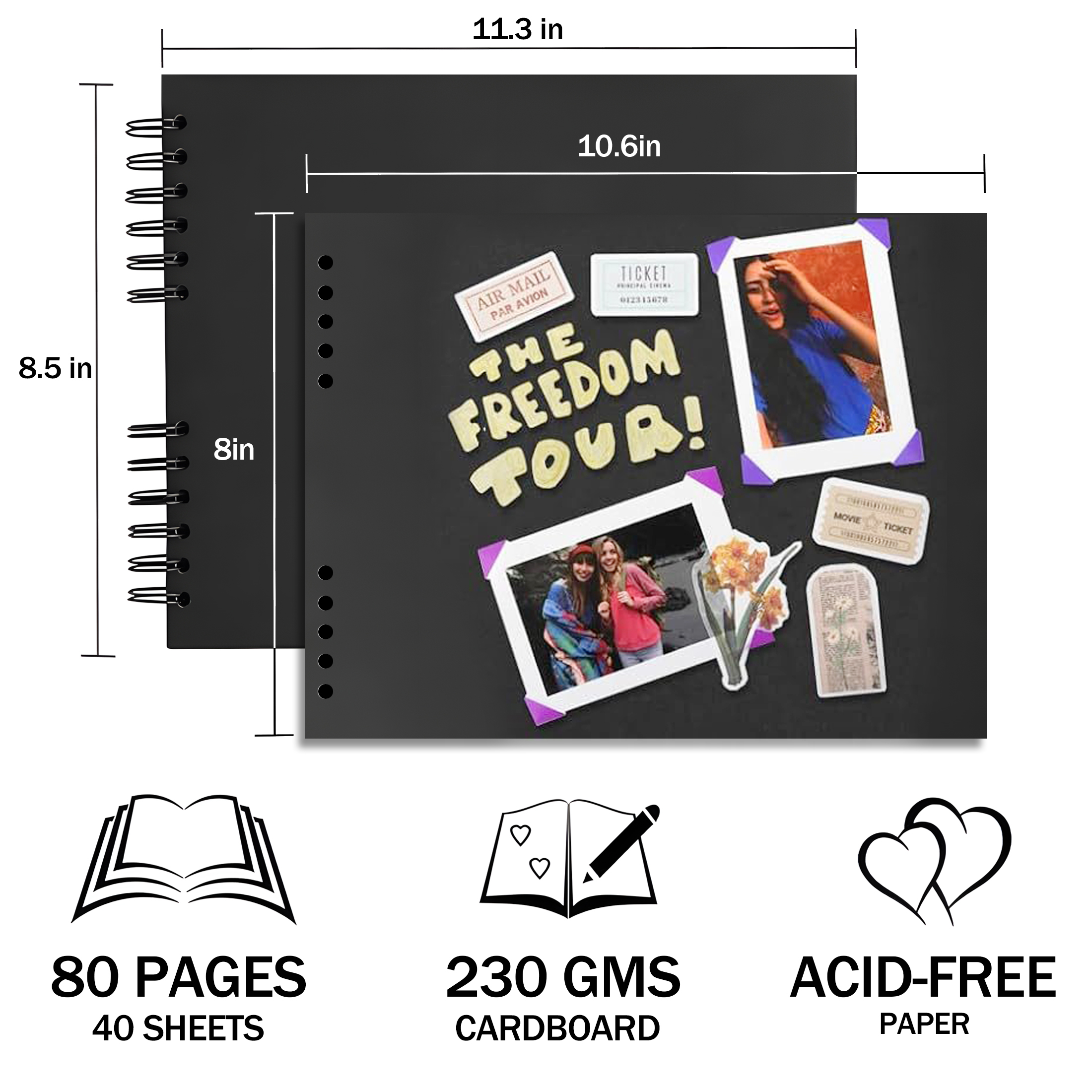 Yalumo 80-Page Scrapbook Album 11.3 x 8.5 Inch photo 4