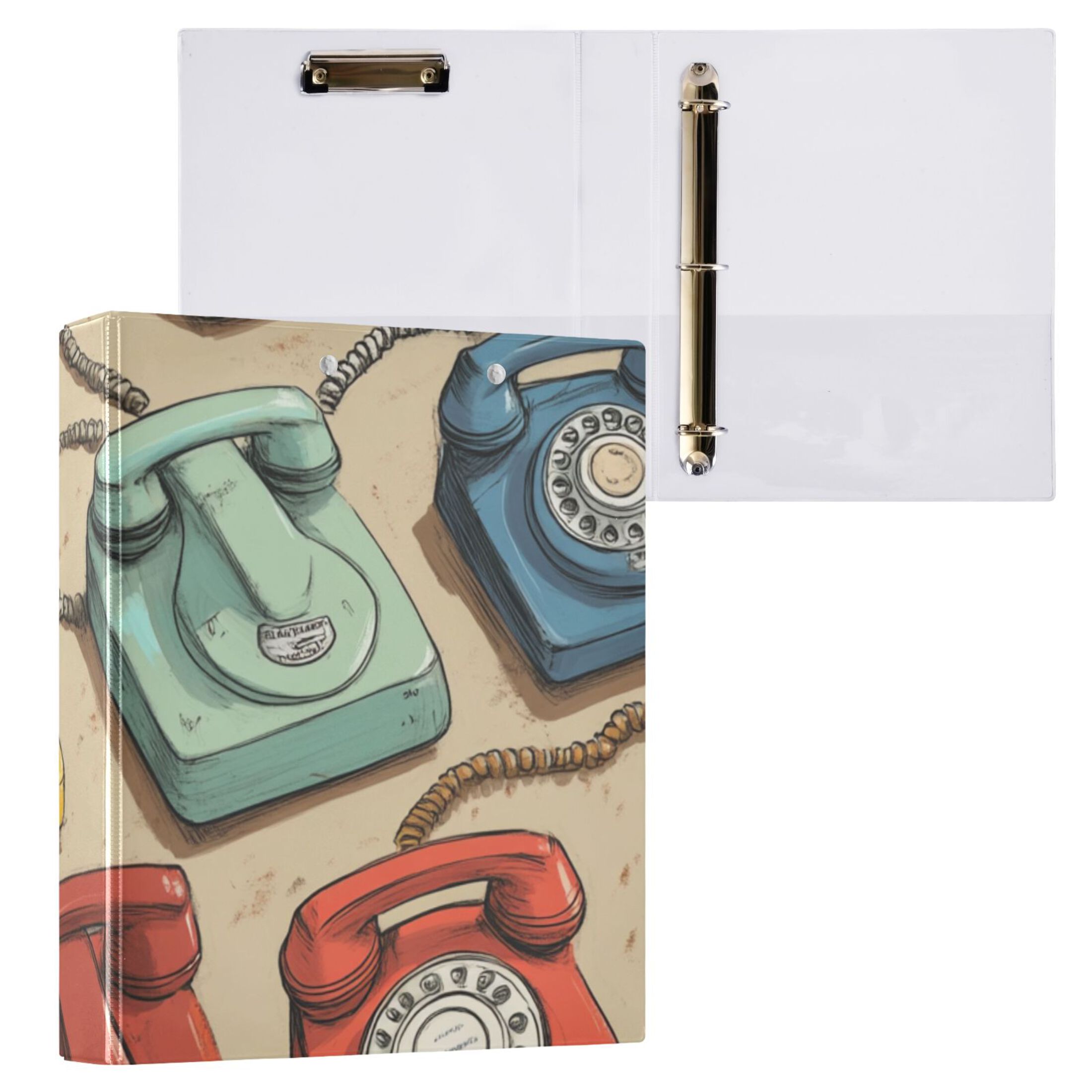 Landlines 3 Ring Binders 1.5 inch Hardcover File Folders with Interior Pockets A4 Size Organizer for School Office Hospital