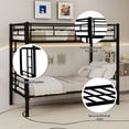 thumbnail image 4 of Twin Over Twin Metal Bunk Bed for Kids Boys Girls, Heavy Duty Steel Structure Bedframe with Ladders & Full Guardrail, Converts to 2 Separate Beds, No Box Spring Required, Black, 4 of 11