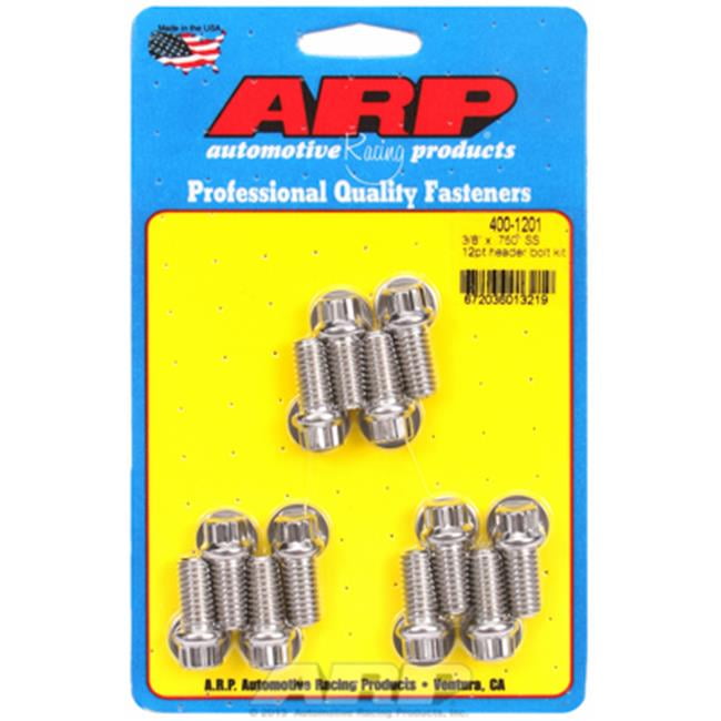 16 Piece 3//8/" x 1/" Header Bolts Exhaust Fasteners Stainless Steel 6 Point Head