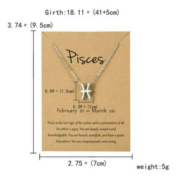 EOEMY 12 Constellation Pendant Necklace Zodiac Women'S Clavicle Chain Charm Jewellery-Pisces-Silver