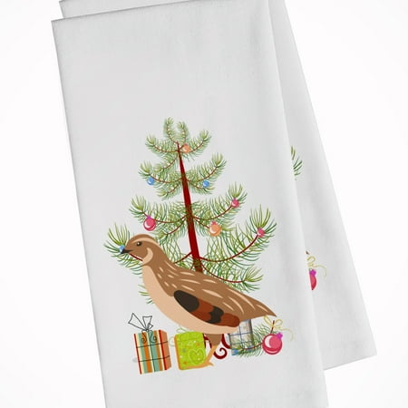

Caroline s Treasures BB9322WTKT Golden Phoenix Quail Christmas White Kitchen Towel Set of 2 Dish Towels Teal 19 X 25
