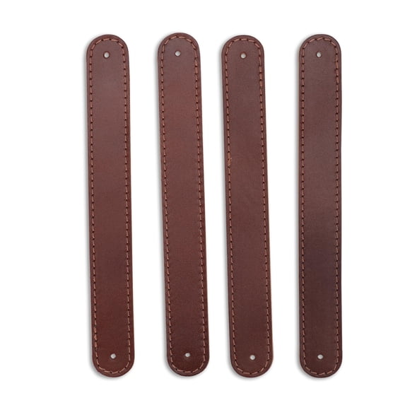 Tiradores para cajón CestAntiQ de cuero plena flor color tan, paquete de 4