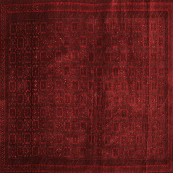 Ahgly Company Indoor Square Abstract Red Contemporary Area Rugs, 7' Square