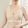 thumbnail image 2 of AHTJRT Women's Daisy Lace Bras Deep V Sheer Mesh Comfortable Everyday Bralettes Support Push-Up Wireless Snap Closing Bra Beige XXXXL, 2 of 7