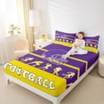 thumbnail image 4 of jejeloiu Rugby Game Gamer Twin Sheet Sets,Football Sport Theme Twin Fitted Sheet,Purple Yellow Flat Sheet For Boys Teens,Luxury Bedroom Decor,3 Pieces, 4 of 7