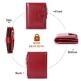 thumbnail image 2 of Cartera Pequeña Brillar de Piel Auténtica Plegable Compacta con Bloqueo RFID Color Rojo, 2 of 5