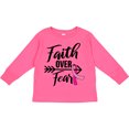 thumbnail image 3 of Inktastic Breast Cancer Awareness Faith over Fear with Pink Ribbon and Arrow Girls Long Sleeve Toddler T-Shirt, 3 of 5