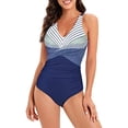 thumbnail image 3 of Gibobby Trajes de Baño Mujer Traje de baño de mujer Bikini de color de moda(Azul oscuro,M), 3 of 4