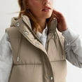 Women Warm Keeping Long Gilet Solid Colour Sleeveless Zipper Puffer