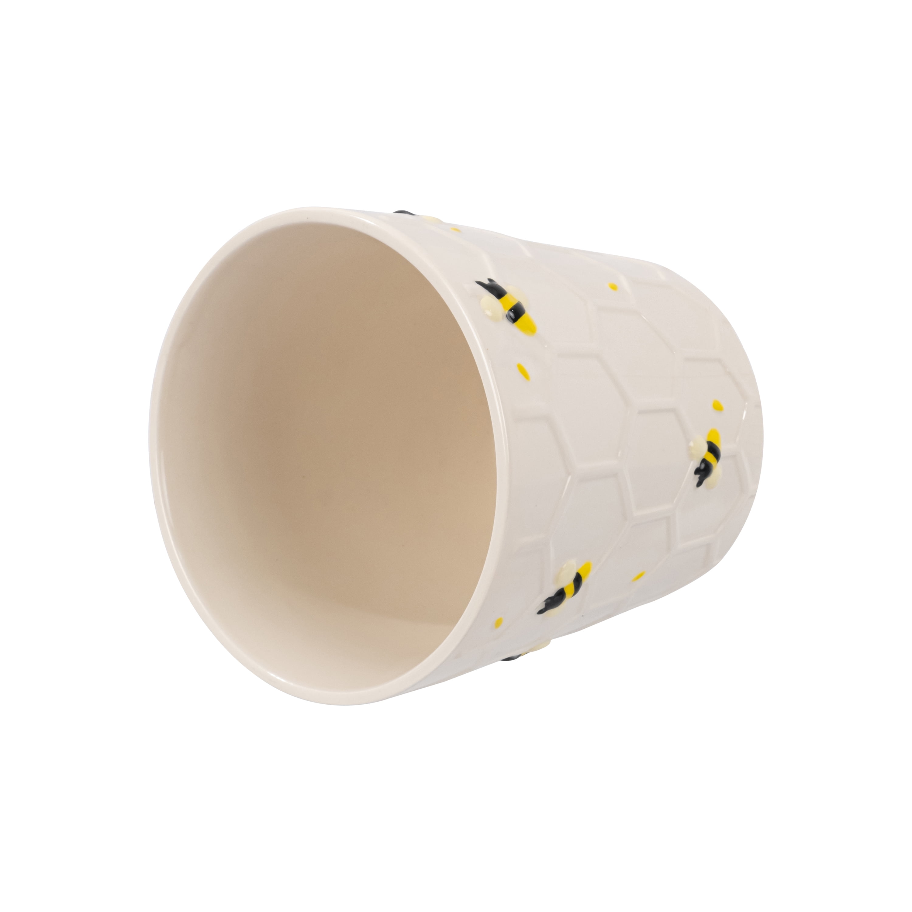 Mainstays 6.25" x 6.25" x 6" Round Cream Ceramic Bee Planter