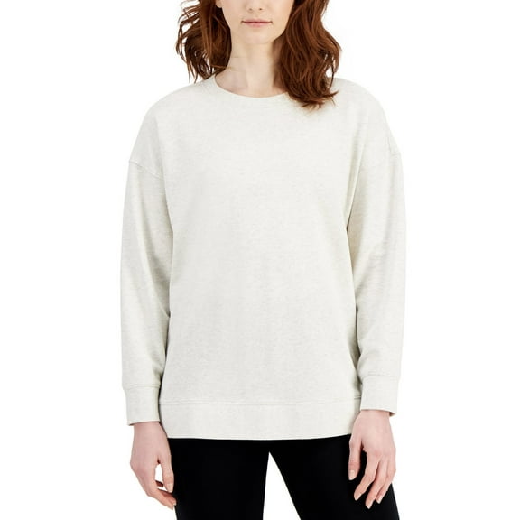 Style & Co. Women's Long Sleeve Round Neck Sweatshirt White Heather Sie S