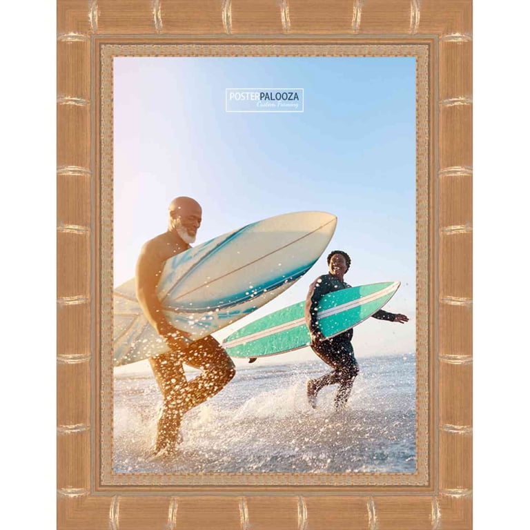 27x20 Gold Modern Bamboo Picture Frame - UV Acrylic, Foam Board