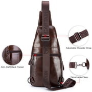 BULLCAPTAIN Men's Shoulder Backpack Water Resistant Theft Leather Chest Pack Cross Body Bag for Adventures