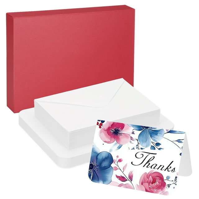 Uxcell 40 Sets Watercolor Cards Rounded Corners with Envelopes 4x6 Inch Foldable Size(box)