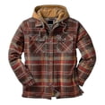 thumbnail image 2 of Chaqueta holgada de manga larga a cuadros gruesa acolchada con capucha para hombre Franela forrada acolchada, 2 of 3