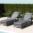 thumbnail image 3 of Dranite  2-Pack Gray Wicker Adjustable Chaise Lounge Set with Table & Cushions, 3 of 11