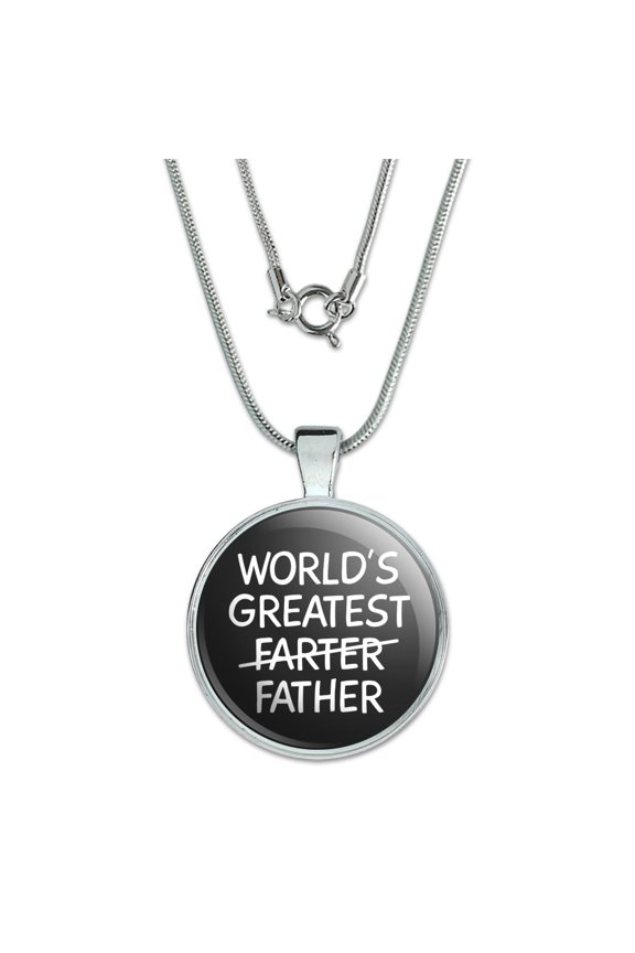 World's Great Farter Father 1" Pendant with Sterling Silver Plated Chain