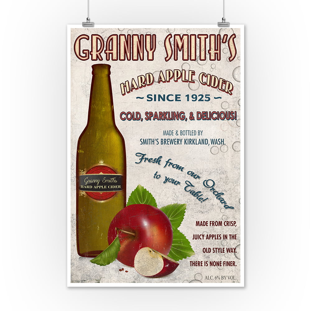 Granny Smith's Hard Apple Cider Vintage Sign Lantern Press Postcard 