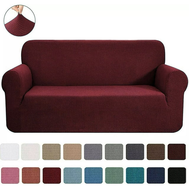 Ensemble 2 Pcs 2024 Housse de Canapé et Causeuse Protège-Canapé Extensible 4 Directions Élastique - 96” x 74” Bleu Marine