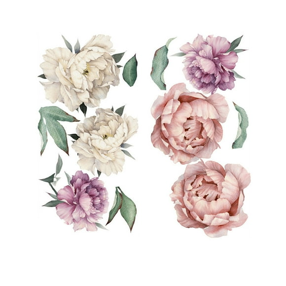 Wall Decor Wall Stickers Decor Peony Flower Pattern Diy Wall Decoration Decal Self-Adhesive Pvc Sticker Mural