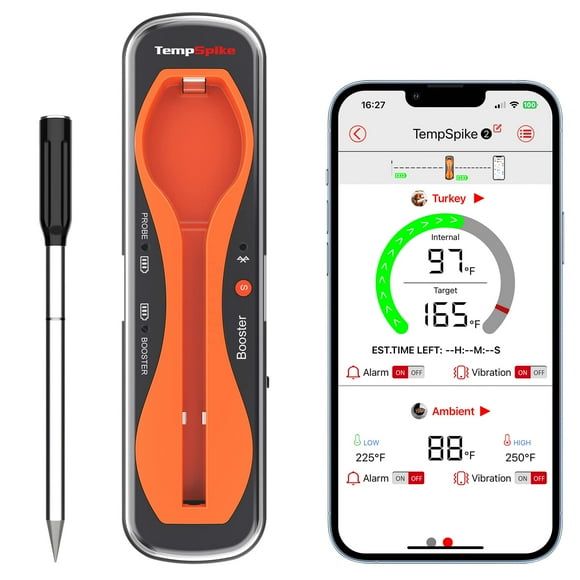 ThermoPro TempSpike 500FT Truly Wireless Meat Thermometer, Bluetooth Meat Thermometer for Grilling and Smoking, Meat Thermometer Wireless Probe for BBQ Oven Smoker Rotisserie Sous Vide