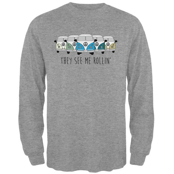 Hippie Van They See Me Rollin' Bus Camper Mens Long Sleeve T Shirt