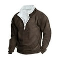 thumbnail image 3 of Momasggi Men's 1/4 Zip Pullover Thermal Fleece Fuzzy Sherpa Lined Sweatshirts Long Sleeve Stand Collar Sweatshirt Big and Tall Sweatshirt Brown XL, 3 of 4