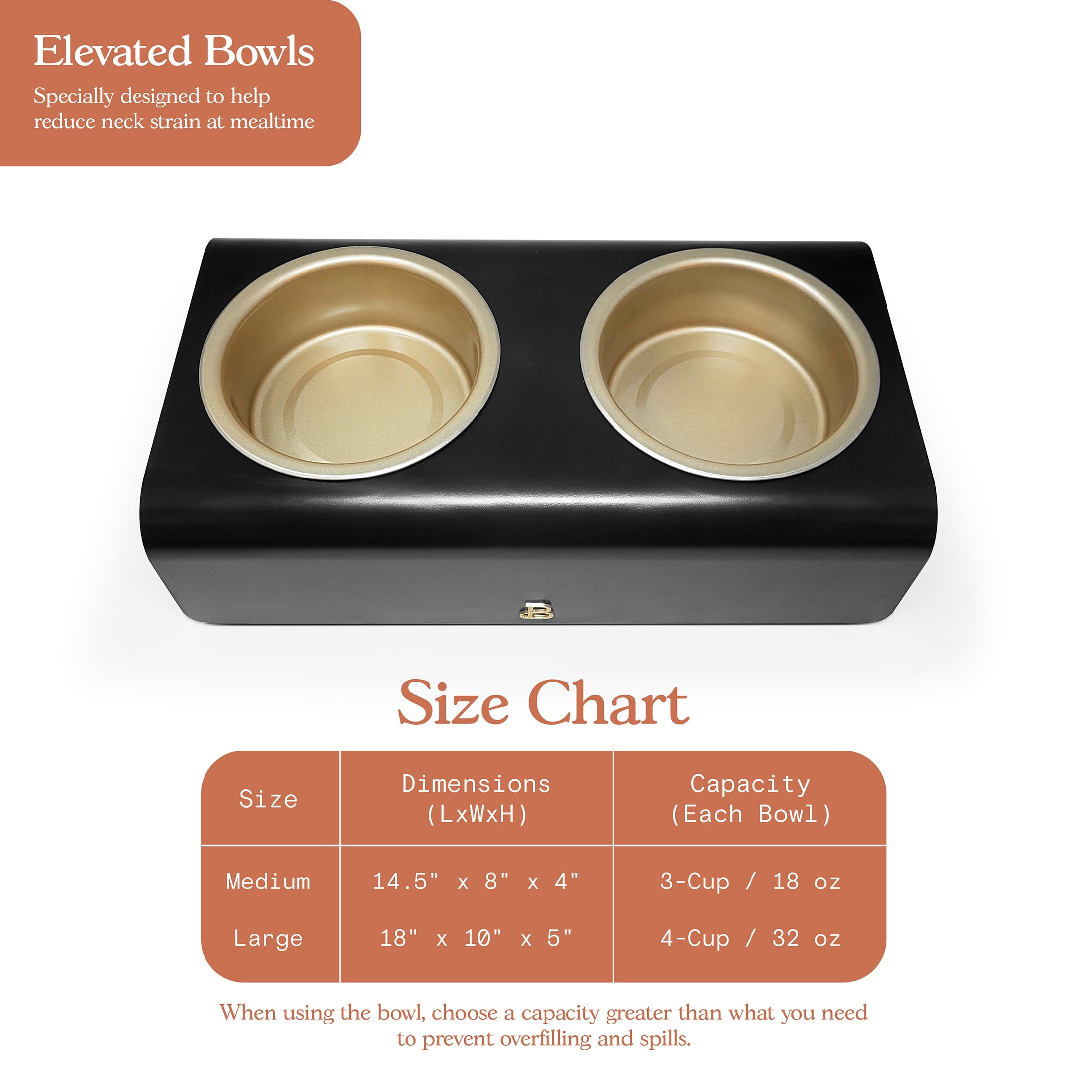 Beautiful Double Elevated Stainless Steel Pet Bowl, 3-Cup, Black by Drew Barrymore