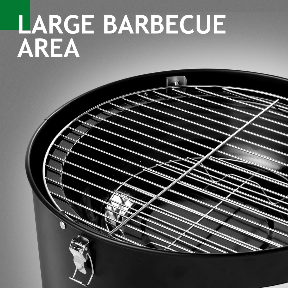 Vertical 18.5'' Steel Charcoal Smoker, Heavy Duty 3-in-1 Double Layer Round BBQ Grill with Built-in Thermometer and Adjustable Vent, for Outdoor Cooking, Black