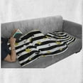 thumbnail image 6 of Striped Soft Flannel Fleece Blanket, Black and White Lines Background with Big and Small Stars Pattern Print, Cozy Plush for Indoor and Outdoor Use, 60" x 80", Black White and Yellow, by Ambesonne, 6 of 6