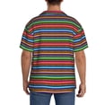 thumbnail image 3 of Gukieu Mexican Leopard Serape Blanket Stripes Print Men's Short-sleeved Shirts, Button-down Pocket Shirts, T-shirts, Beach Vacation Travel Summer Clothing-XX-Large, 3 of 5