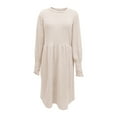 thumbnail image 5 of Oksale Womens Sweater Dress for Fall Casual Crewneck Knit Dresses with Pockets Long Sleeve Mini Dress Slouchy Comfy Bodycon Outfits 2025 Beige S, 5 of 8