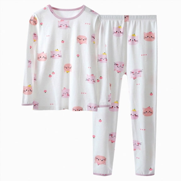 CAUYDY Kids Girl Pajamas 10 11 12 13 14 Years Children Outfits Long Sleeve Shirt Elastic Waist Pants 2Pcs Cute Clothes Set Teen Girls Fall Winter Sleepers Sizes 13-14 Years,White