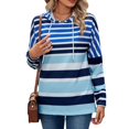 thumbnail image 1 of Sudadera con capucha de manga larga con cordón para mujer, sudadera con capucha a rayas, informal, a la moda, Tops para el trabajo, azul, S, 1 of 7