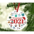 thumbnail image 2 of Koyal Wholesale Funny Christmas Ornaments 2021 We Survived 2021 Round Metal Ornament, White Elephant Ideas 1-Pk, 2 of 5