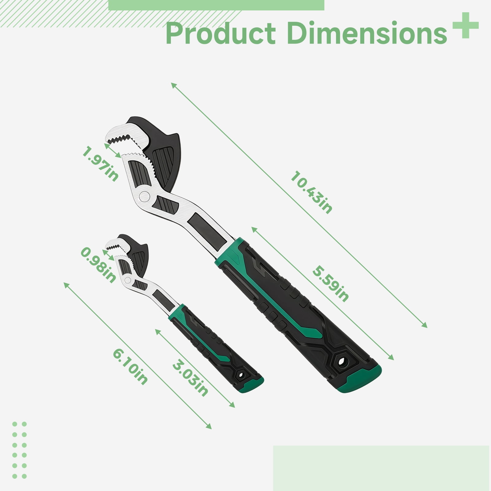 2 Pcs Self-Adjusting Pipe Wrench Set, Multifunctional Wrench, 6" & 10" Quick-Adjust Pipe Vise for Plumbing Professionals
