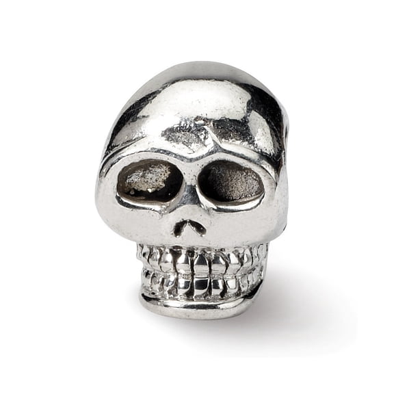 Sterling Silver Reflections SimStars Skull Bead Charm - Measures 10.91x8.18mm Wide