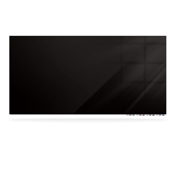 Ghent Manufacturing ARIASN48BK Aria 4 x 8 ft. Low Profile 0.25 in. Horizontal Black Glassboard with 4 Markers & Eraser