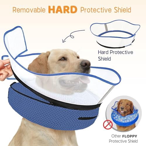 Raised Inflatable Dog Cone Alternative Collars for After Surgery, Dog Donut Collar After Surgery, Soft Pet Cone for Small Medium Large Dogs to Stop Licking Navy,S(Neck 7"-9.5")