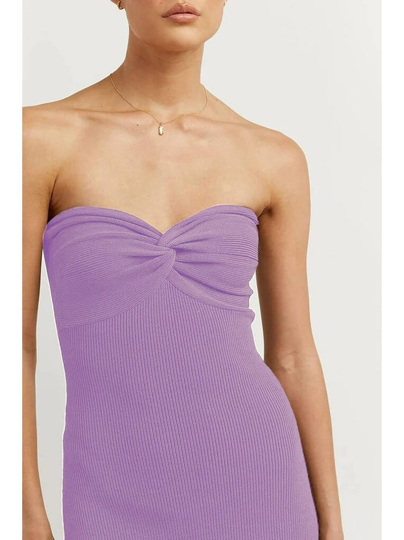 Women Sexy Twist Knot Front Ribbed Knit Bodycon Bandeau Tube Dress Casual Solid Strapless Maxi Long Dress - Walmart.com Women Sexy Twist Knot Front Ribbed Knit Bodycon Bandeau Tube Dress Casual Solid Strapless Maxi Long Dress - Walmart.com