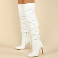 thumbnail image 2 of Mepaouo Women's High Heels Over The Knee Boots Stretch Pointed Toe Stiletto Thigh High Boots(White,7), 2 of 9