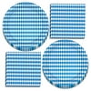 Oktoberfest Party Supplies - Blue and White Checkered Paper Dinner Plates and Luncheon Napkins (Serves 16)