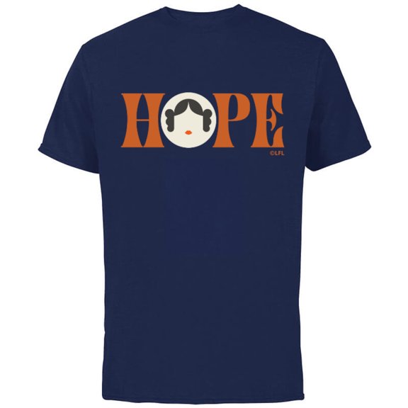 Star Wars Princess Leia Hope Lettering - Short Sleeve Cotton T-Shirt for Adults - Customized-Navy
