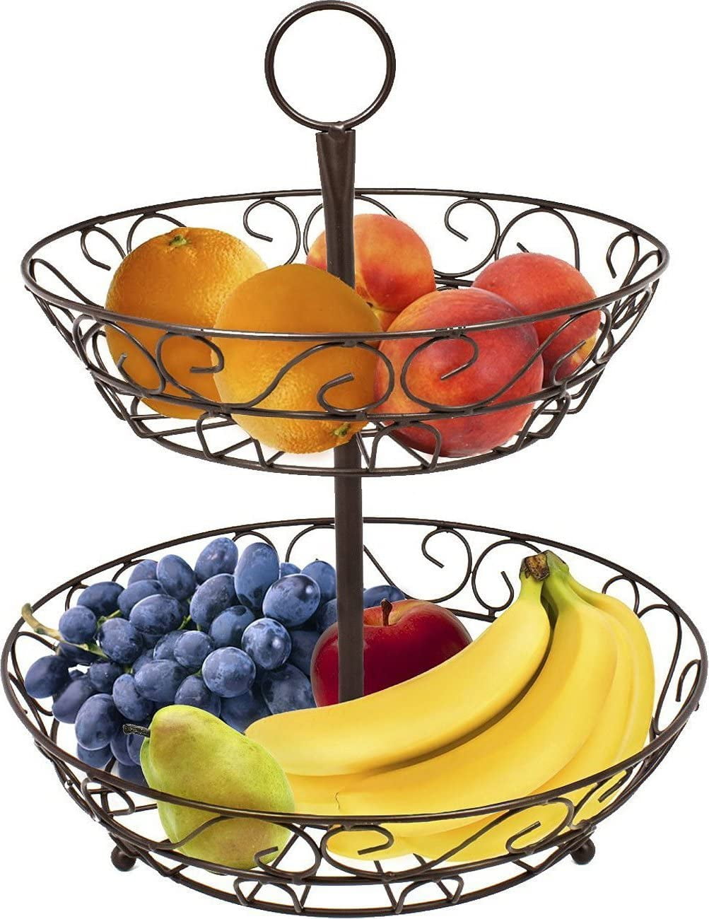 2 Tier Countertop Fruit Basket for Kitchen Vegetable Fruits Basket Bowl Stand Me 