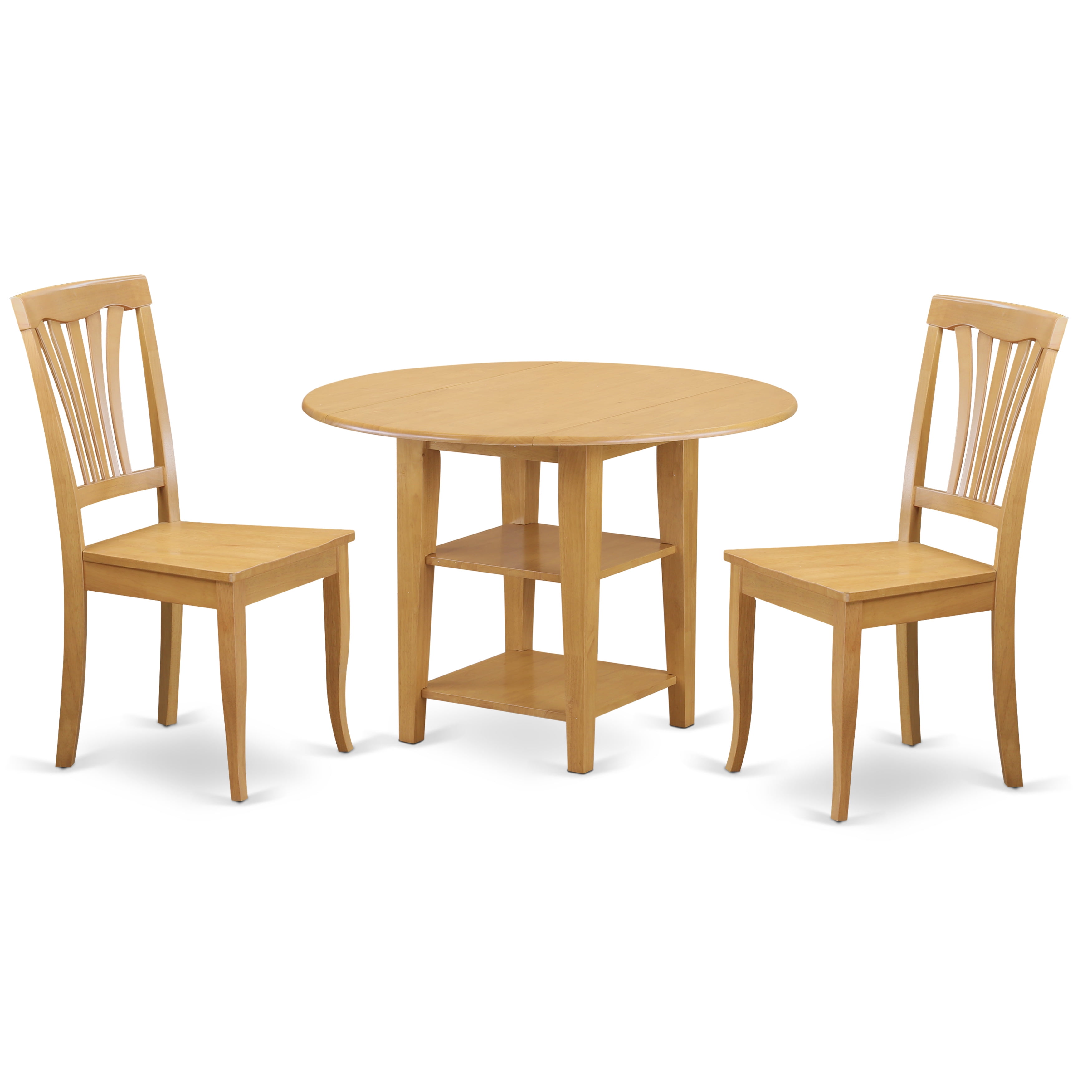 East West Furniture SUAV3OAKW 3 Piece Sudbury Set With One Round