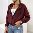 thumbnail image 5 of Windproof Workwear Utility Coat Fashion Women Solid Rain Jacket Outdoor Hooded Windproof With Pocket Coat Wine M, 5 of 8